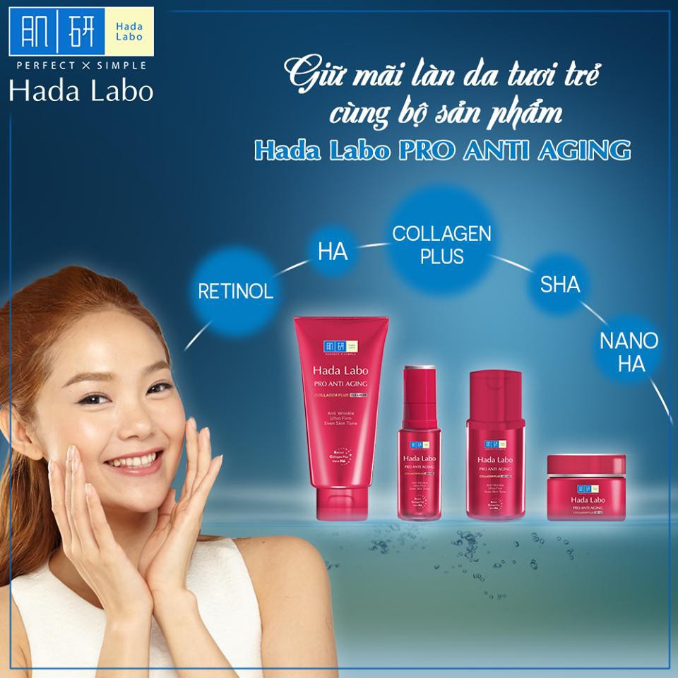 Sữa rửa mặt Hada Labo Pro Anti Aging, dành cho da lão hóa, dưỡng ẩm sâu 80g
