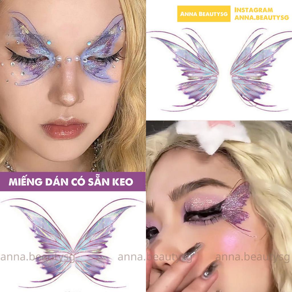 Hình dán họa tiết bướm, hoa, trái cây make up mặt và dán body có sẵn keo (nhiều mẫu)