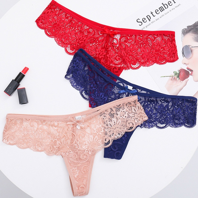 AOFEIQIKE AOFEIQIKE Bộ 3 Quần Lót Ren Lọt Khe Gợi Cảm Size S-XXL