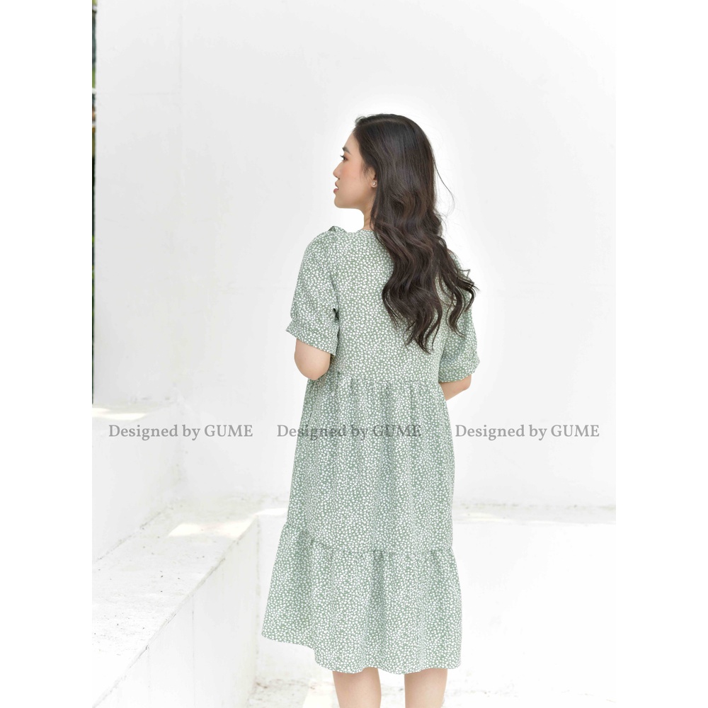 Váy Bầu Công Sở - Đầm Bầu GUME 2 màu tím,xanh dáng 3 tầng tay bo chất vải đũi sốp size từ 40-100kg  GM018 ảnh thật