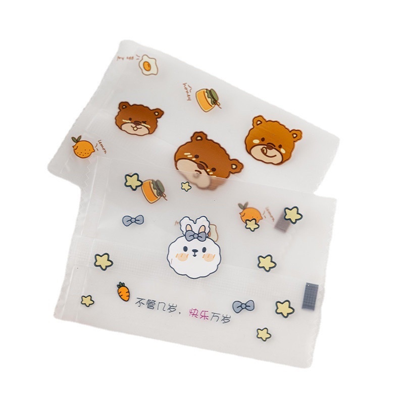 set 50 túi hàn miệng gấu thỏ size 7 x 10 cm