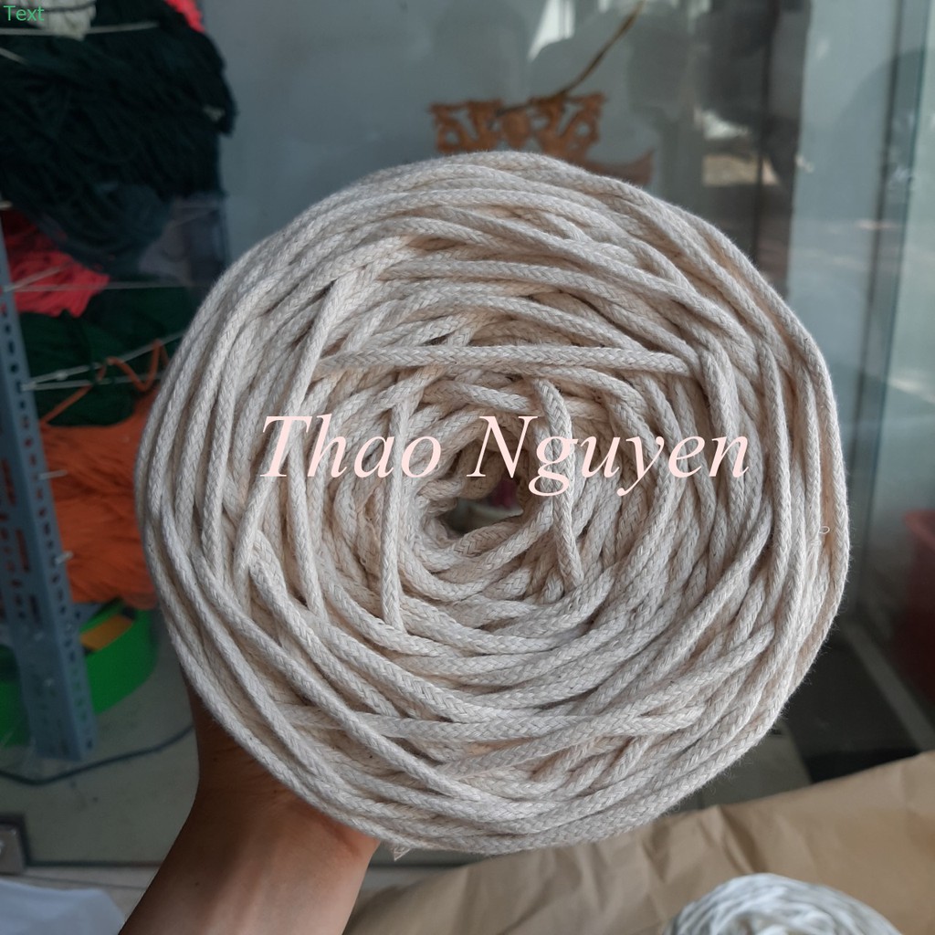 Dây macrame dệt mắt na - 3mm, 4mm ,5mm. Màu ngà và kem