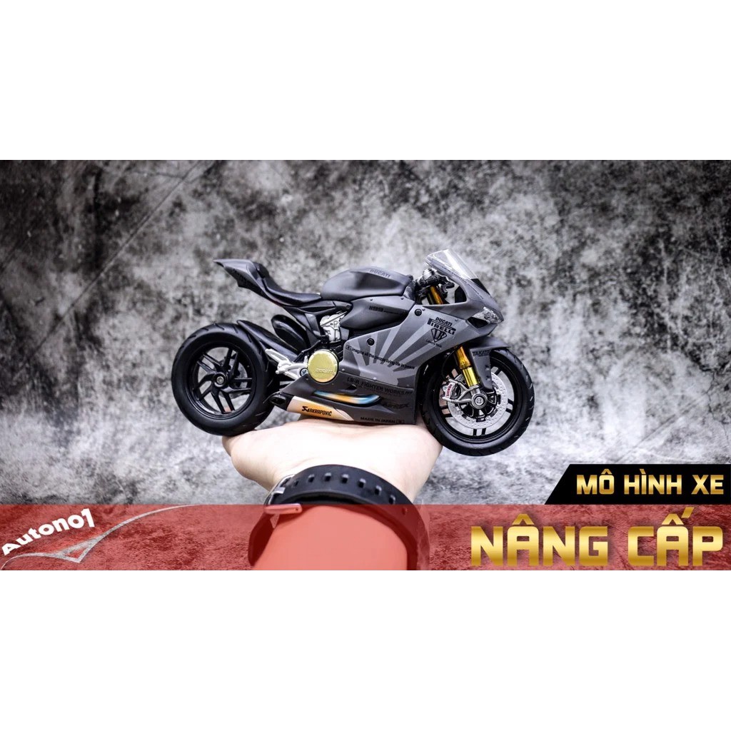 MÔ HÌNH XE ĐỘ DUCATI 1199 PANIGALE S LIBERTY WALK GRAY CUSTOM 1:12 MAISTO D076