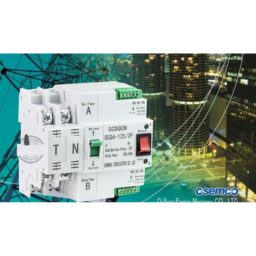 Cầu dao đảo chiều tự động ATS 220V/100A, Bộ đổi nguồn điện tự động