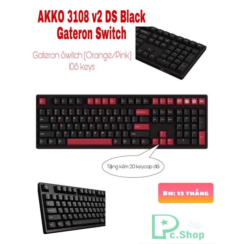 Bàn phím cơ AKKO 3108 v2 DS Black (Gateron switch) | WebRaoVat - webraovat.net.vn