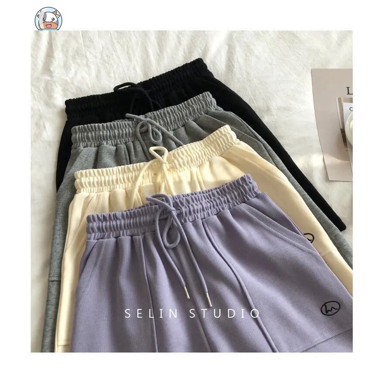 Quần short FDS cạp cao dáng rộng phong cách thể thao Hàn Quốc thời trang mùa hè dành cho nữ