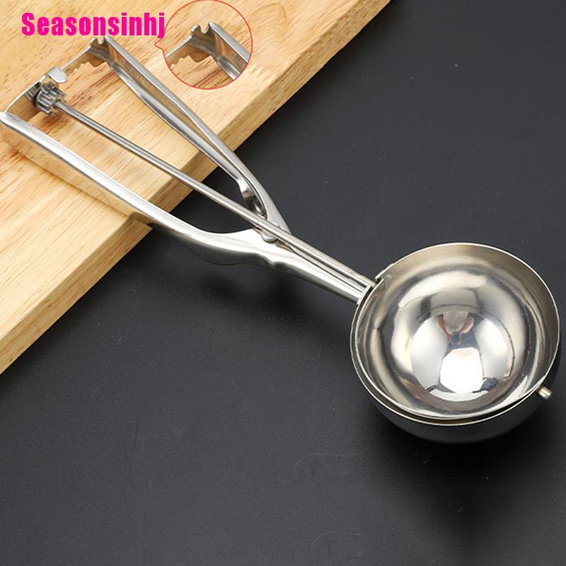 【Seasonsinhj】Stainless Steel Mechanical Ice Cream Scoop | Melon Baller, Cookie