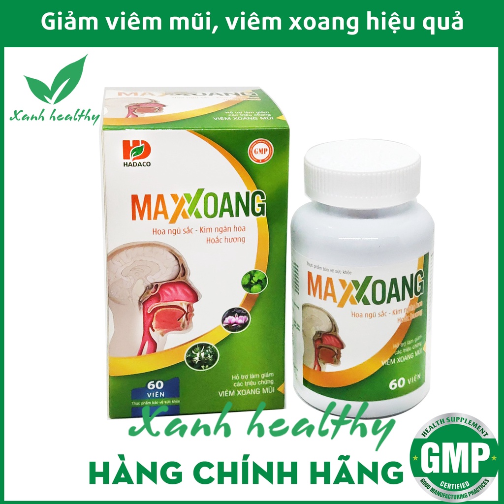 Viên uống giảm viêm mũi dị ứng, viêm xoang MAXXOANG - giảm các triệu chứng đau nhức do xoang thành phần hoa ngũ sắc