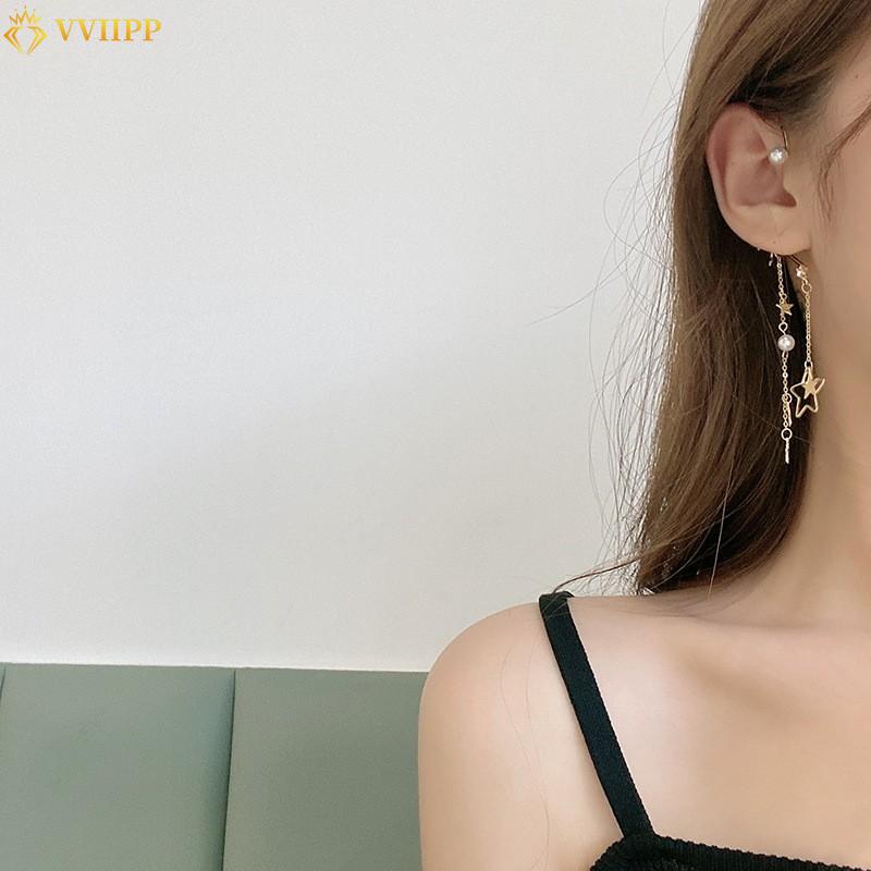 1 Hoa tai sao ngọc trai bất đối xứng thời trang Hàn Quốc