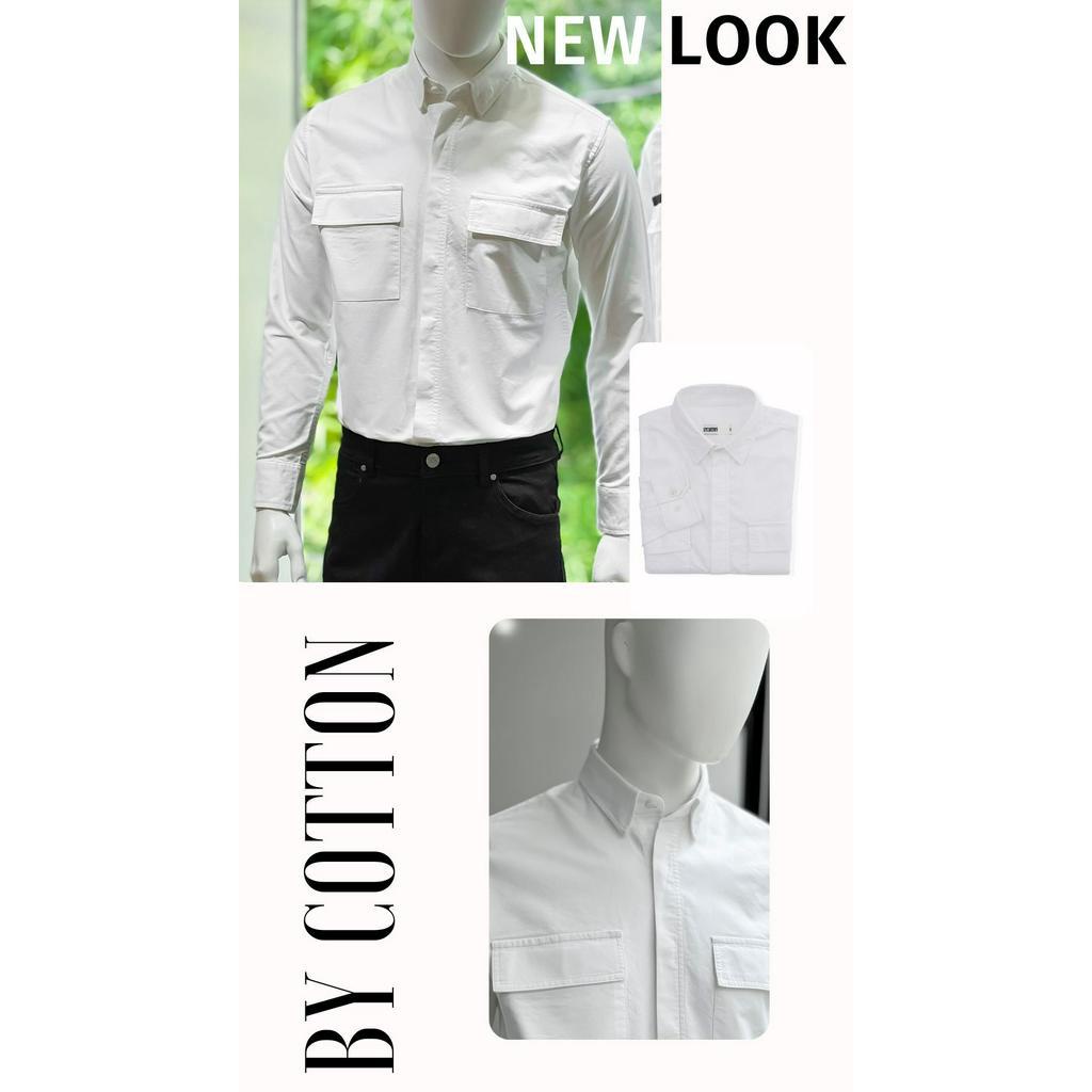 Áo Sơ Mi Nam Dài Tay Trơn BY COTTON Pocket White Shirt 2.0