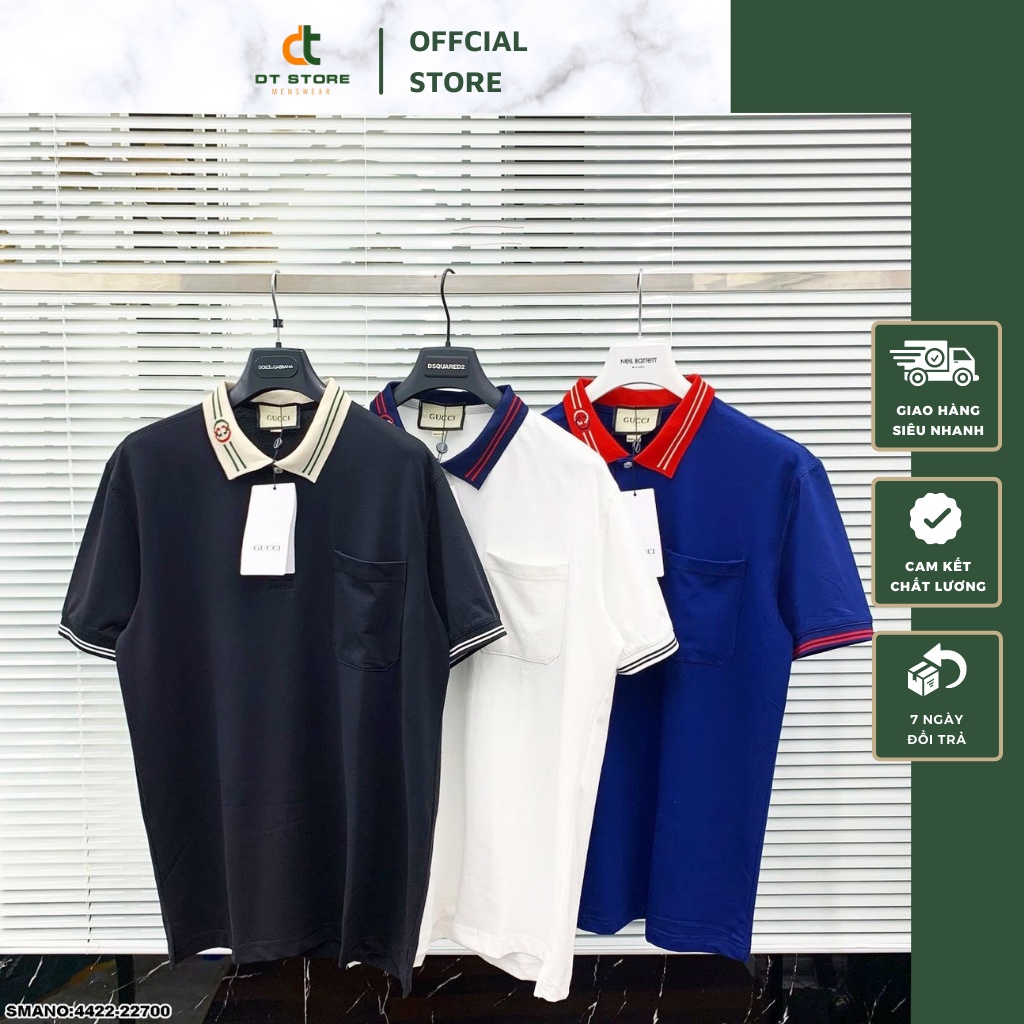 Áo Polo Nam Gucci Họa Tiết Bo Cổ Áo - Qoa Có Cổ Nam Gc Chất Liệu Vải Gai Cao Cấp DT Store Vietnam