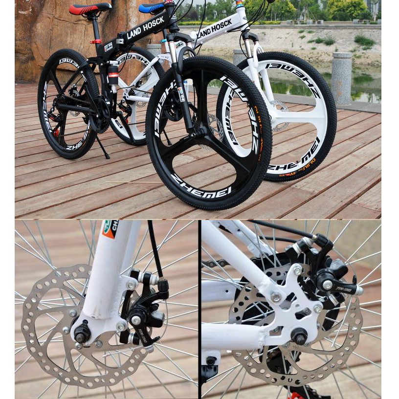 Xe đạp Hosquick 24/26 inch mô hình leo núi cao cấp có giảm sóc+ phanh đĩa tốc độ 21/24/27
