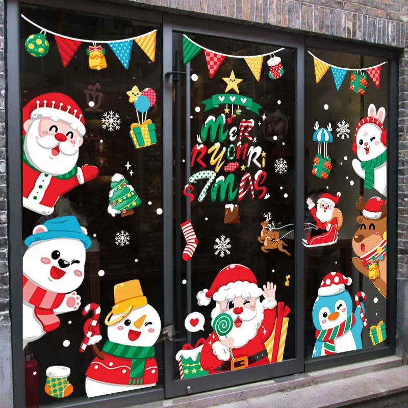 Decal noel - decal giáng sinh dán cửa kính tĩnh điện hít 2 mặt  - 2024 BB001