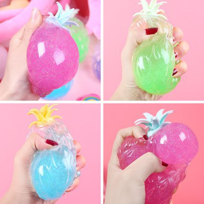 Dứa bóp trong suốt dứa bóp kim tuyến bóng lười hạt nở dứa bóp slime squishy toy  XALL IN ONE