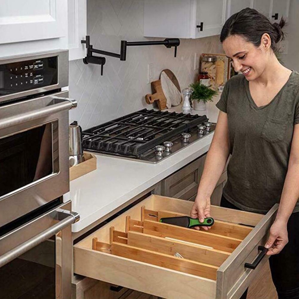 Thanh Chia Ngăn Tủ Bằng Tre Kích Thước 56cm Có Thể Điều Chỉnh