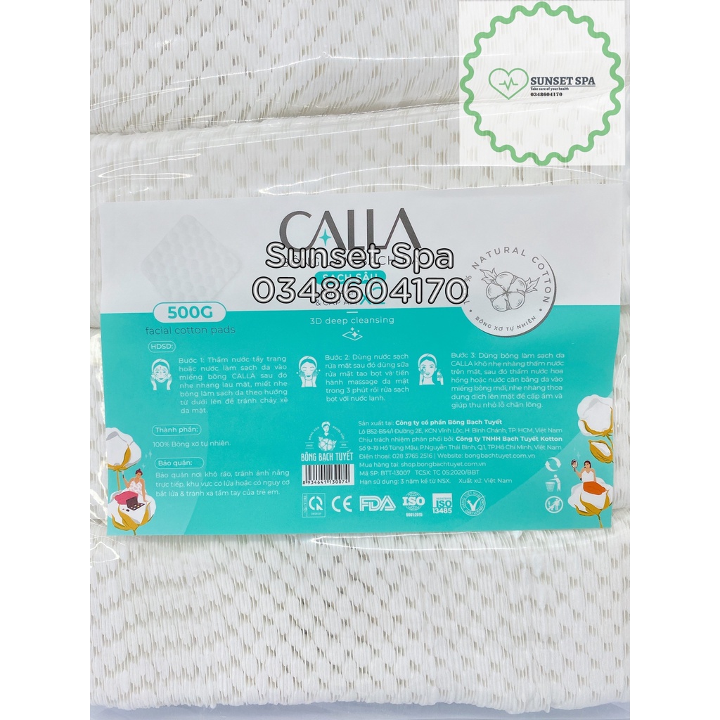 Bông Làm Sạch Da, Tẩy Trang CALLA Sạch Sâu 500Gr - Bông Tẩy Trang Làm Sạch Da Mặt Dạng Hạt Bông Bạch Tuyết CALLA Sạch Sâ