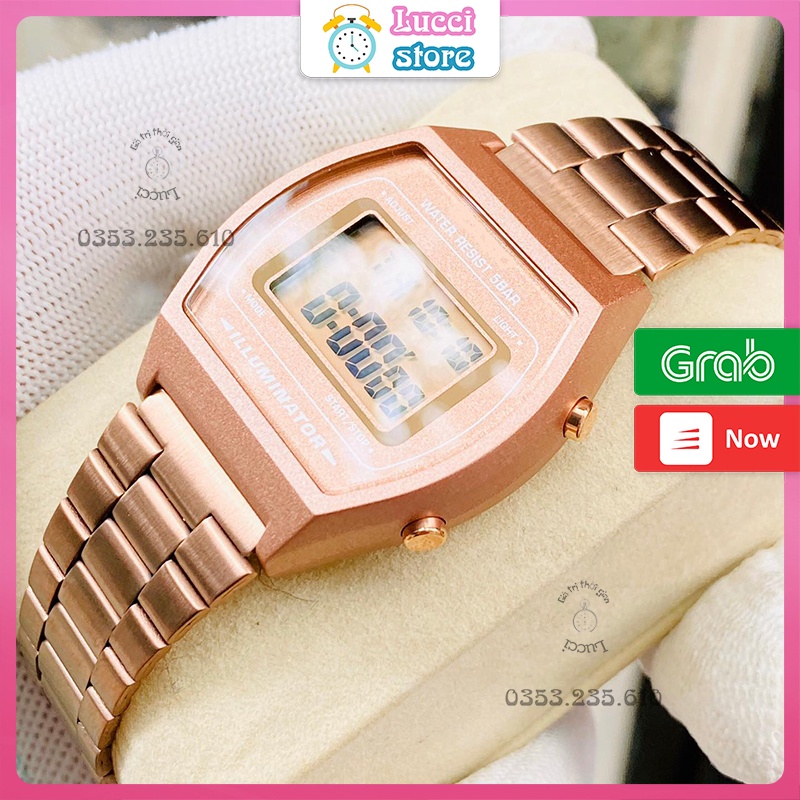 Đồng hồ đeo tay điện tử Nam Nữ B640 rose gold, kiểu dáng thời trang, dây thép không gỉ, chống nước tốt