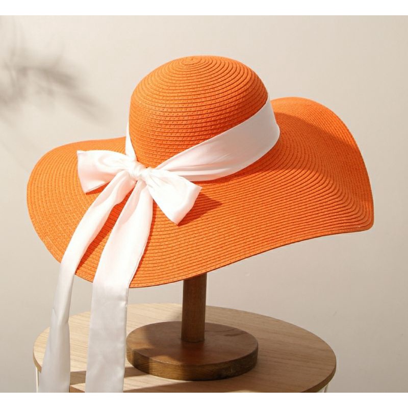 Mũ đi biển đẹp nón vành rộng nữ màu cam Lh0917399527