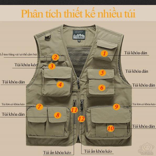 Áo gile nhiều túi cho nhà báo, nhiếp ảnh ,dân câu cá , phượt thủ