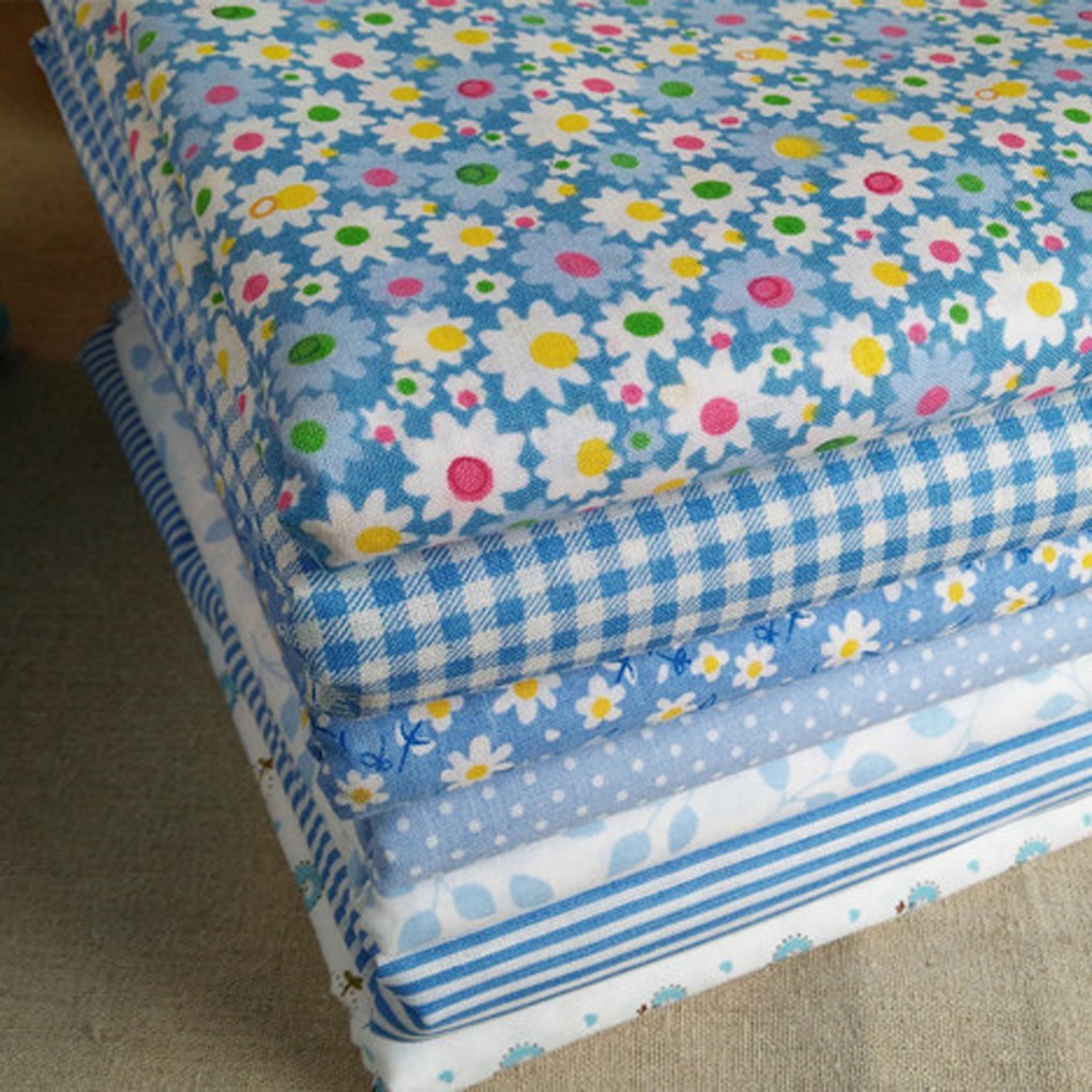 Set 7 tấm vải cotton in họa tiết dễ thương cho làm thủ công