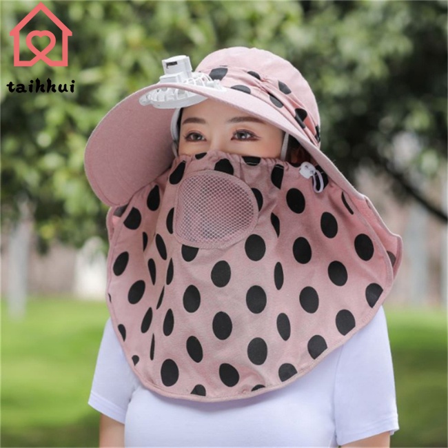 Mũ Chống Nắng Kèm Quạt Bảo Vệ Cổ Chống Tia Uv Có Thể Sạc Lại