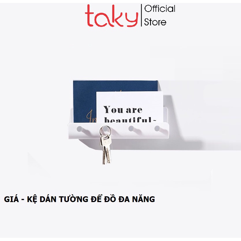 Máng - Kệ Đa Năng - Taky, Dán Tường Để Đồ Dùng Cá Nhân, Ví Tiền, Kính Mát , Sổ Tay, Lắp Cửa Ra Vào Tránh Quên Đồ. 4002