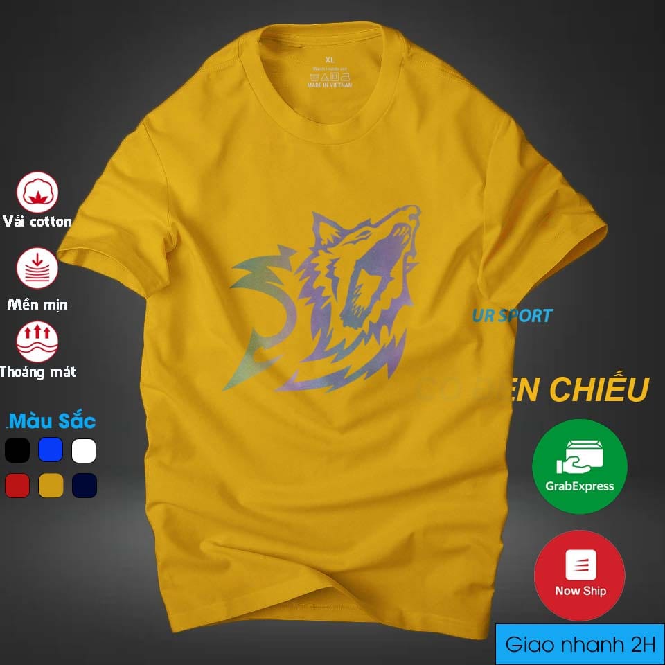 Áo thun nam cổ tròn in chó sói phản quang 7 màu cá tính, chất vải cotton 4 chiều cao cấp thoáng mát