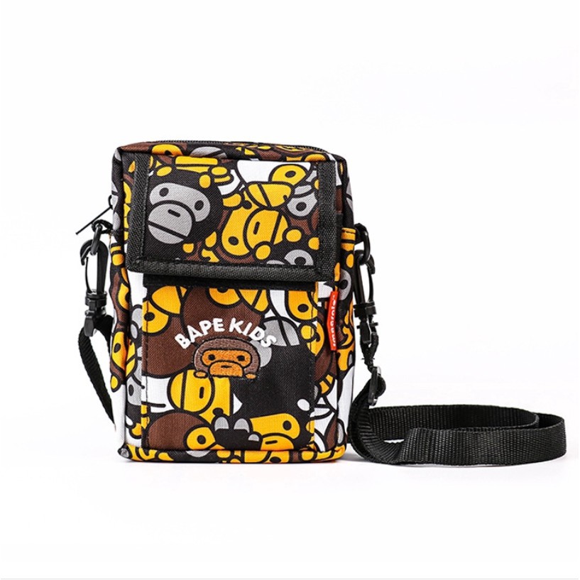 Balo BAPE KIDS đeo vai họa tiết khỉ vui nhộn