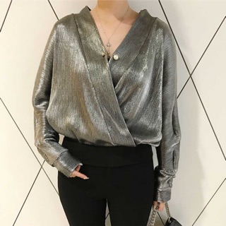 [Hàng Order] Áo sơ mi bóng vạt chéo