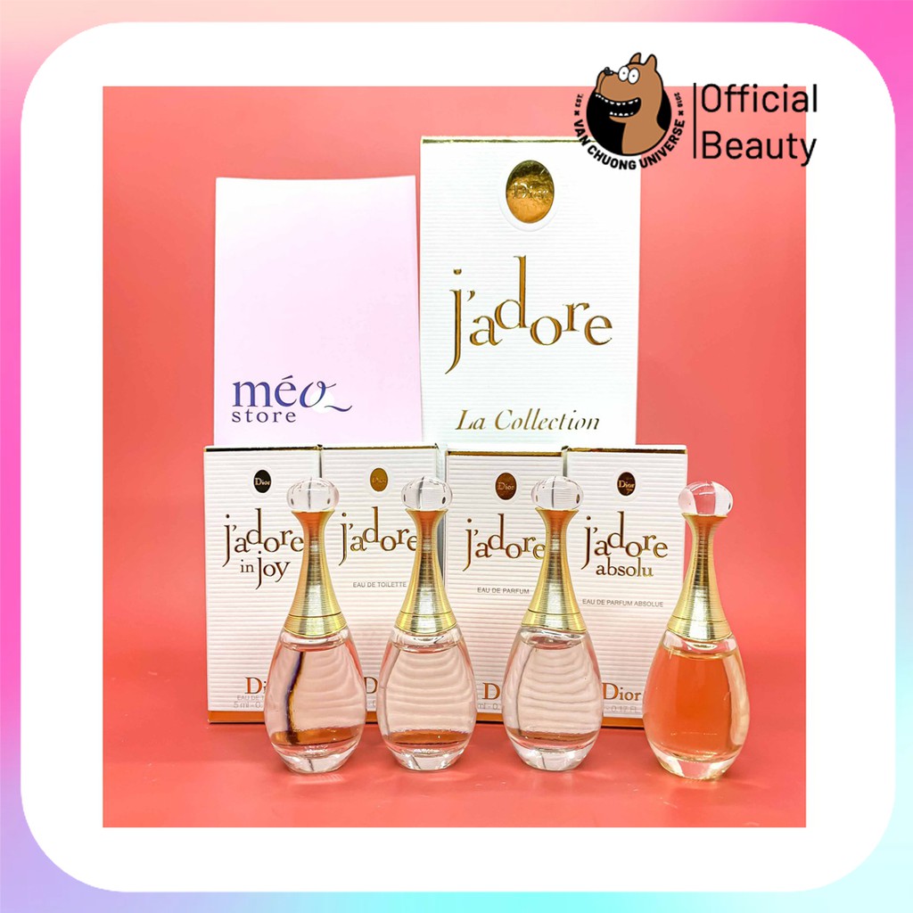 Set Bộ Nước Hoa Dior Jadore 4 chai mini/5ml chai với 4 mùi hương sang trọng quý phái