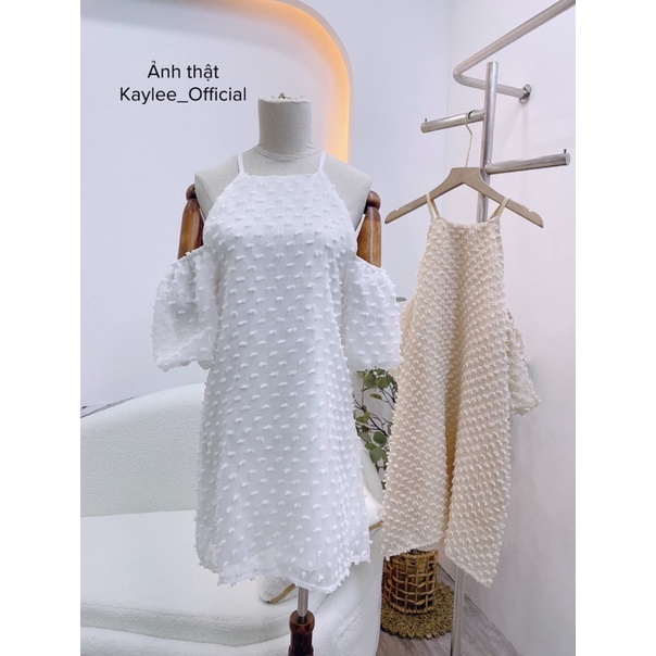 Váy Đầm Tay Bồng Hoa Nhí Có Lót Chất Tằm Thái Cực Đẹp ảnh thật Kaylee