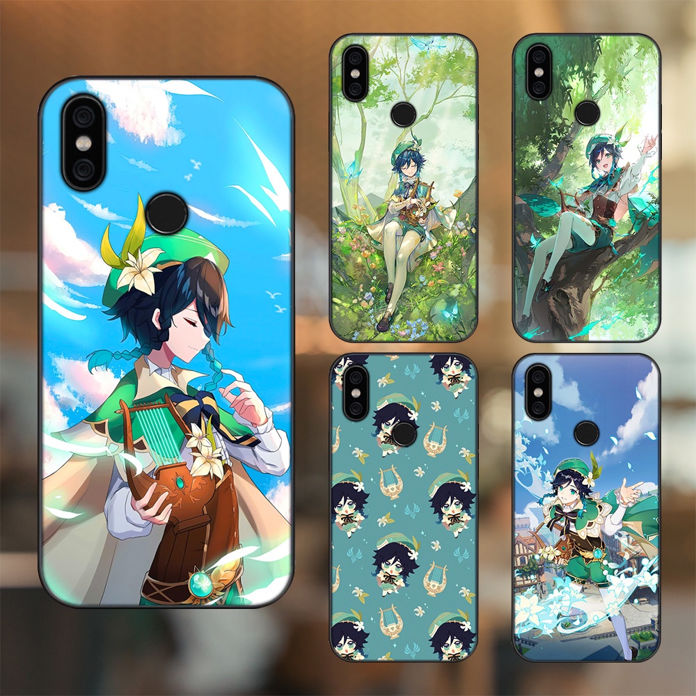 Ốp lưng Xiaomi Mi A2, Redmi 6X viền đen in hình Venti Genshin Impact