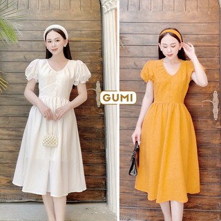 Váy babydoll cổ tim dáng xòe tay búp LENA - Đầm babydoll dáng xòe dự tiệc trẻ trung xinh đẹp GM2113