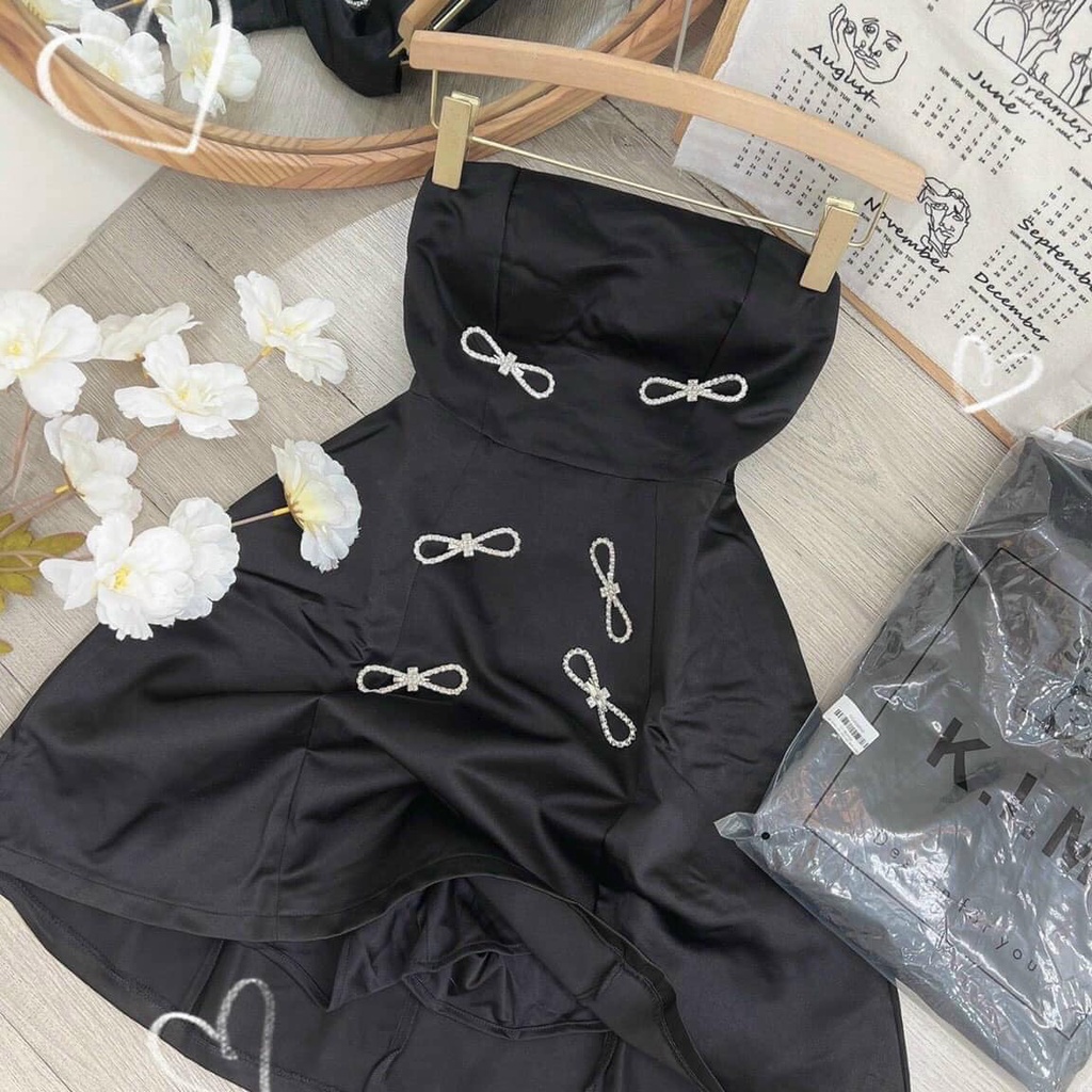 Đầm cúp ngực ống xoè JULIA STORE đính đá sang trọng Free size VY004AKD