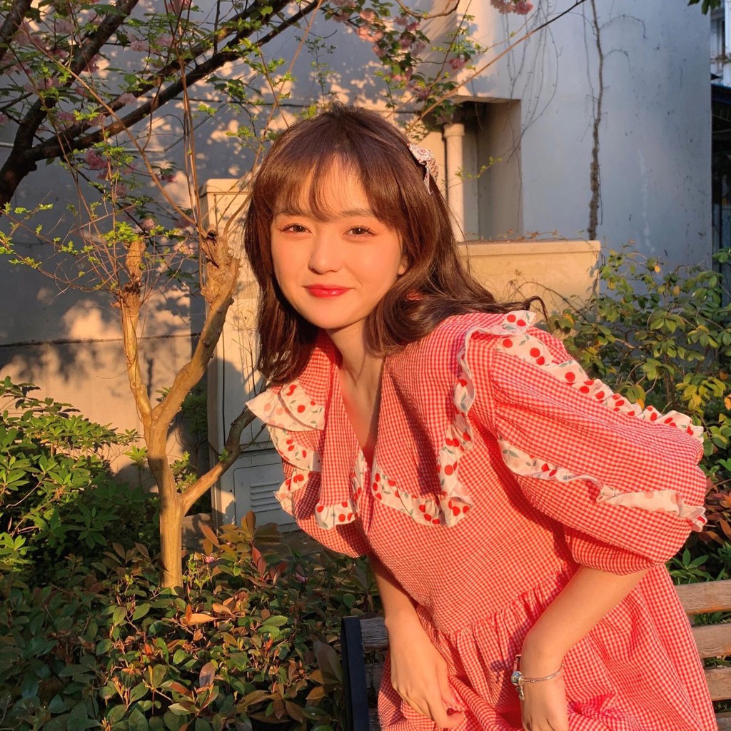 Đầm  caro cổ tiểu thư babydoll Korea