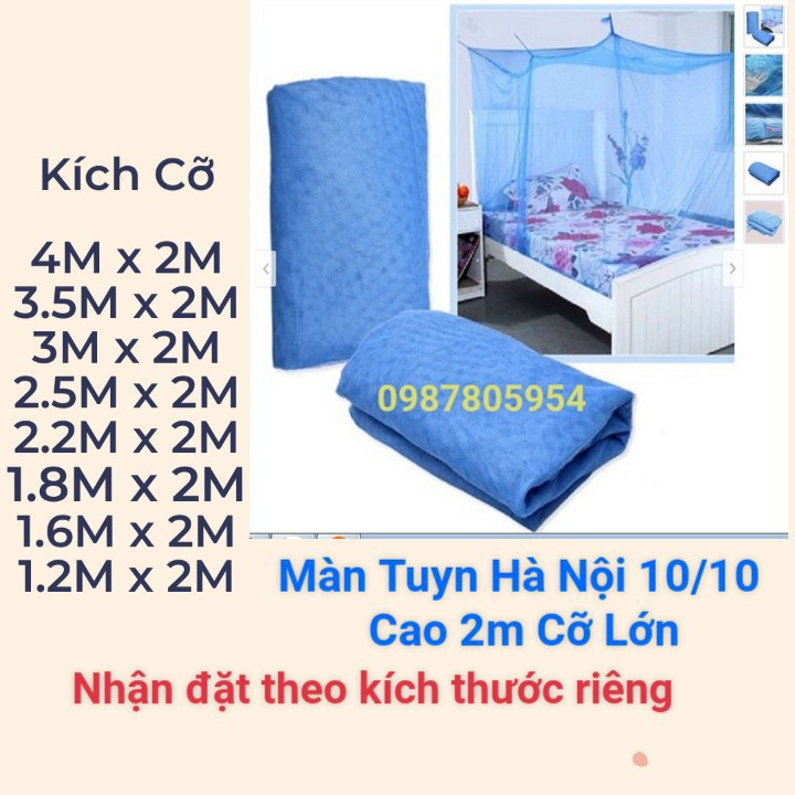 Mùng Tuyn Màn Tuyn Xanh Biển Cỡ Lớn Cao 2m Có Cửa & Không Cửa 4mx2m, 3.5mx2m, 3mx2m, 2.5mx2m, 2.2mx2m, 1m8x2m