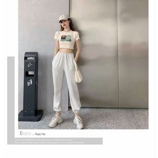 Croptop trắng in hình