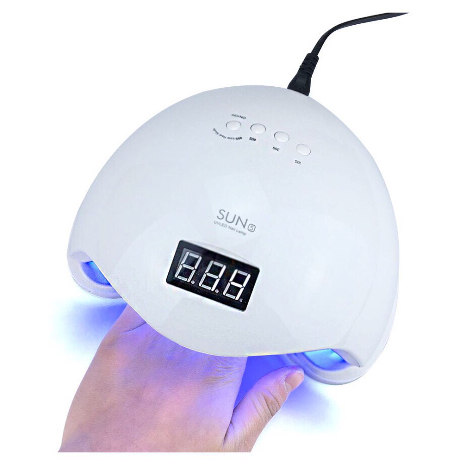 MÁY HƠ GEL SUN 5 - NGÀNH NAIL KHUYÊN DÙNG 24 BÓNG ĐÈN  LED UV 48w - MÁY SẤY KHÔ NHANH CHÓNG TIỆN LỢI- Gia Dụng TC