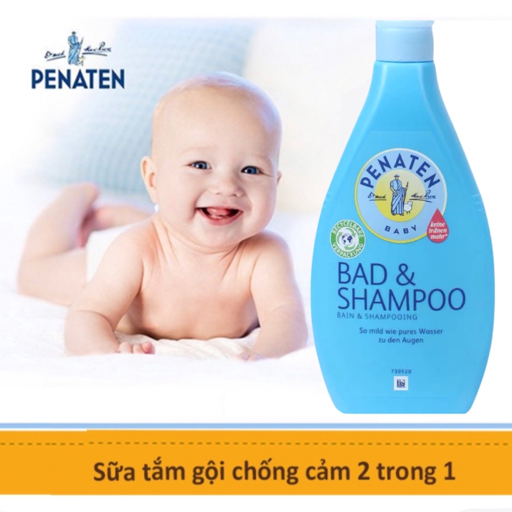 Sữa tắm gội 2in1 chống cảm cúm Penaten 400ml cho bé, sữa tắm thảo dược 100% tự nhiên dùng cho bé từ sơ sinh Mozio store