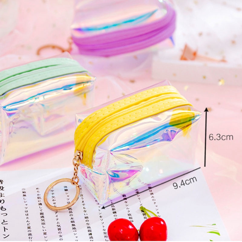 Bóp mini trong suốt phối khoá kéo kiểu dáng đơn giản tiện dụng | BigBuy360 - bigbuy360.vn