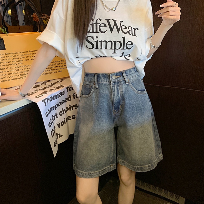 Quần Short Denim Dáng Rộng Thời Trang Mùa Hè Cá Tính Cho Nữ