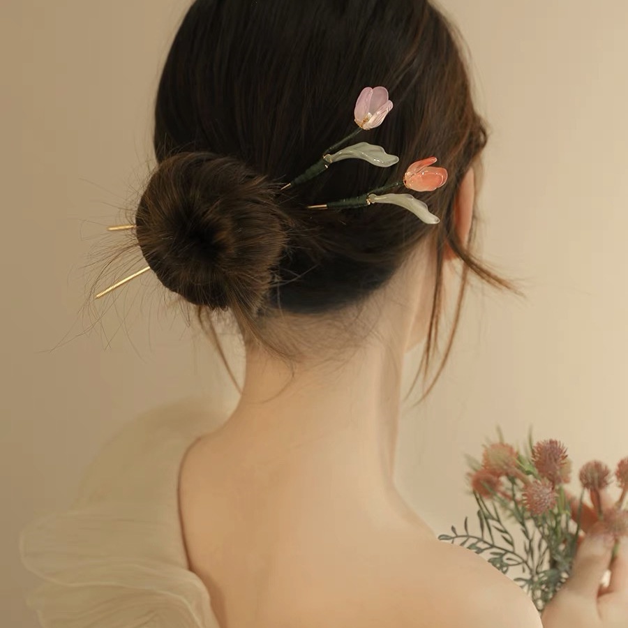 Trâm Cài Tóc Triệu Lộ Tư Họa Tiết Hoa Tulip Nhiều Màu Chất Liệu Kim Loại Cho Nữ