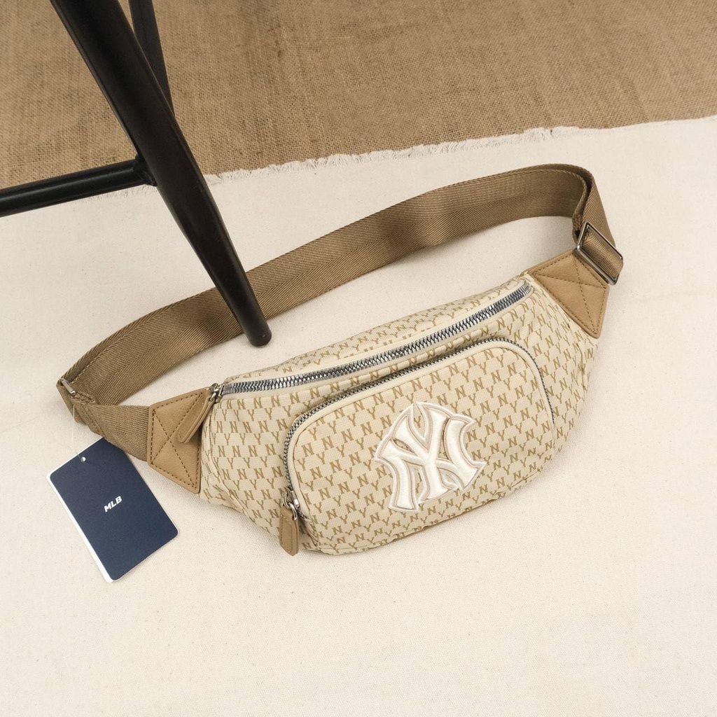 ✅   Túi Đeo Hông MLB Monogram New York Yankees Beige - 32BGC9111-50B | HÀNG CÓ SẴN | CAM KẾT CHUẨN 100%