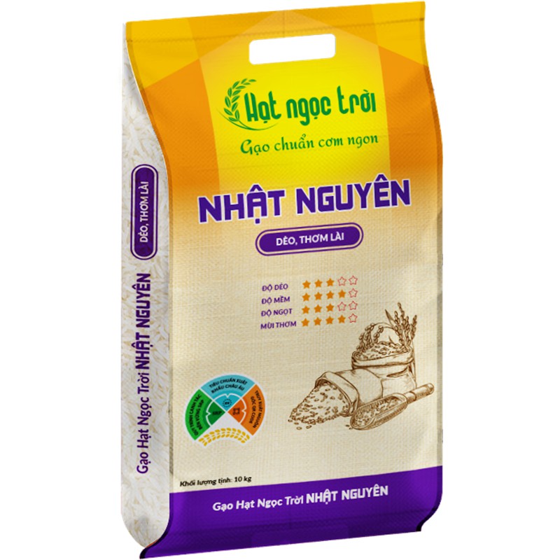 Gạo Hạt Ngọc Trời Nhật Nguyên 10kg - gạo an toàn - dẻo mềm thơm lài