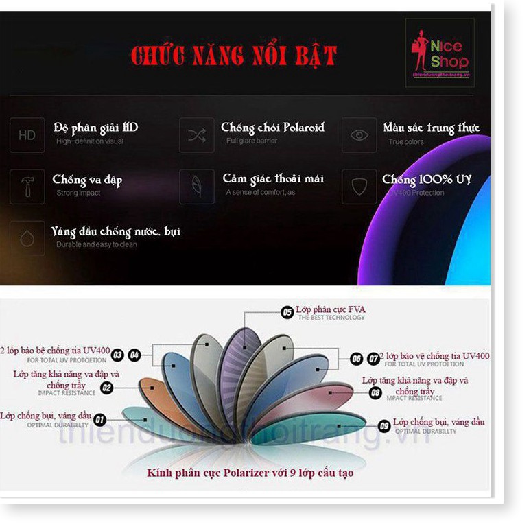 Kính mát phân cực chống trầy xước bảo vệ mắt trước tia cực tím | BigBuy360 - bigbuy360.vn