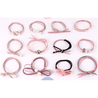 Set 12 dây thun cột tóc đơn giản phong cách Hàn Quốc