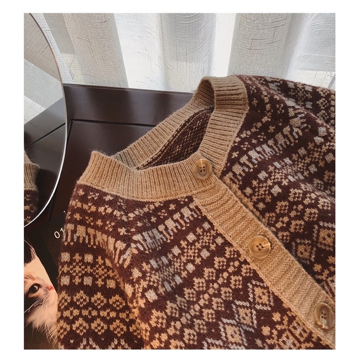 ÁO LEN CÚC CÀI HOẠ TIẾT VINTAGE -A5 | BigBuy360 - bigbuy360.vn