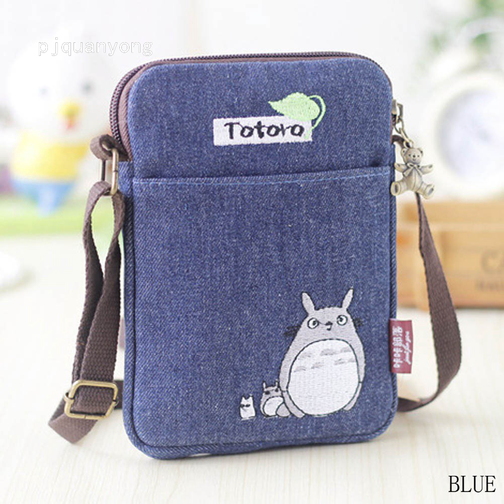 Pjquanyong Túi Đeo Chéo Đựng Tiền Xu / Điện Thoại Bằng Vải Bố Hình Totoro Dễ Thương