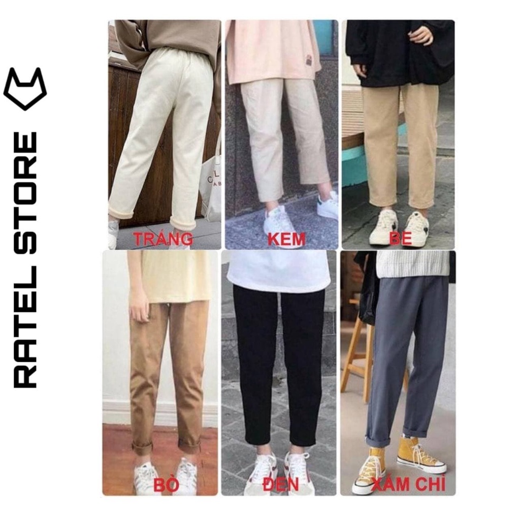 Quần Baggy Kaki Ống Suông Basic Trơn Unisex