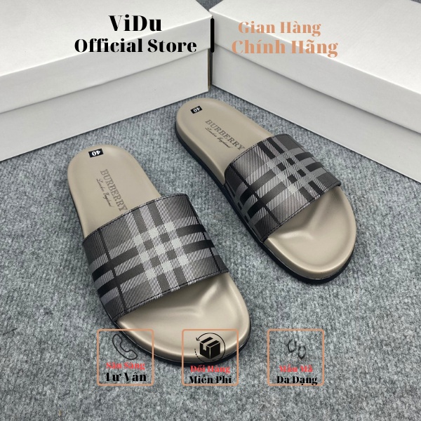 Dép nam thời trang Burberry ViDu 21153 màu mới quai kẻ hai màu  đế cao su đúc cao cấp, đi êm chân